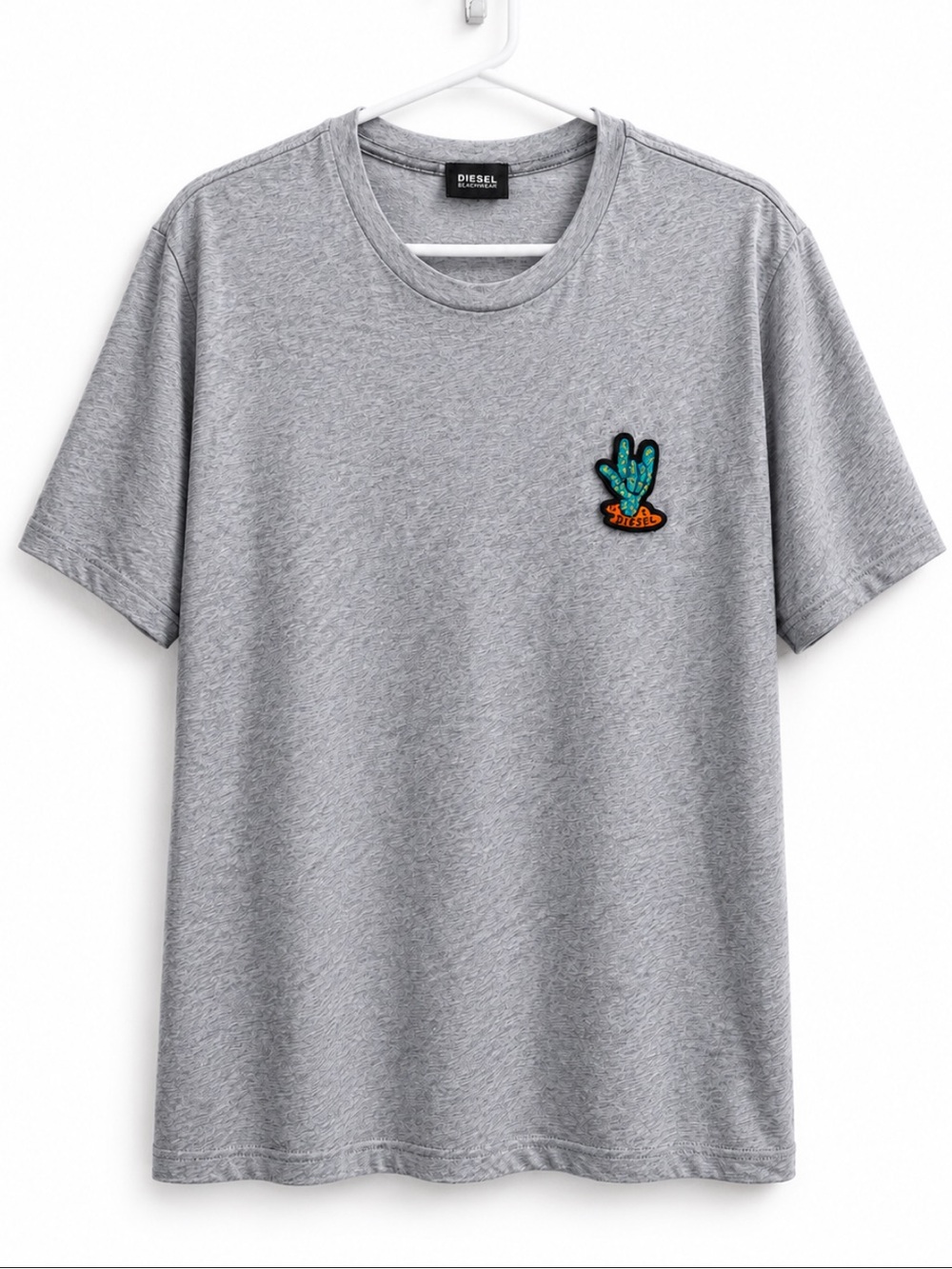 Diesel Beachwear Gray Embroidered Cactus Patch Crewneck T-Shirt Men’s Large EUC!